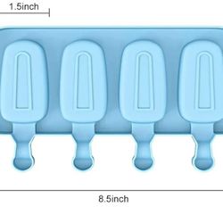 Ouddy Life Popsicle Molds , Ice Pop Molds Silicone 4 Cavities Ice Cream Mold Oval Cake Pop Mold with 50 Wooden Sticks for DIY Popsicle, 