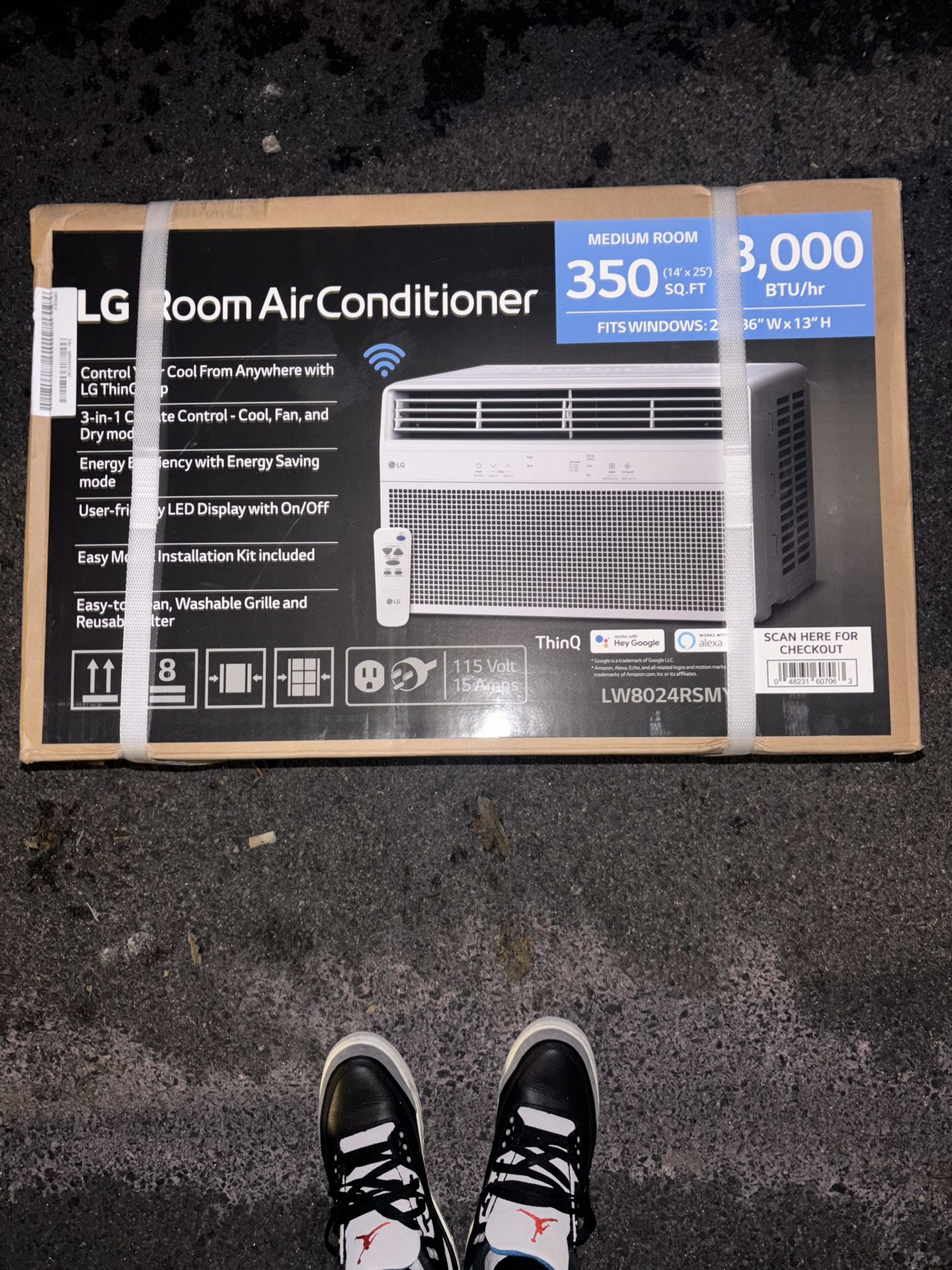8,000 BTU, 115 Volts, Window Smart Air Conditioner Cools 350 sq. ft. with Remote, WiFi in White