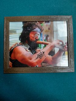 Mancave. Autographed Tommy Chong photo