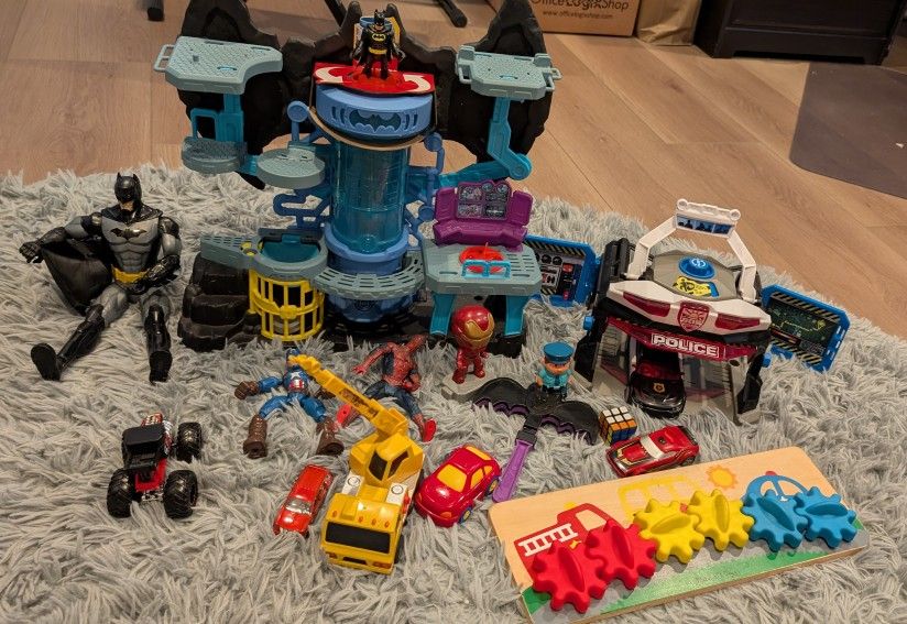 Bunch Of Toys - Superheroes Cars Cube Cop Car Batman Captain America Spiderman Mini Cube Sensory Toy