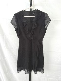 Bardot  Black Textured Ruffle Dress Size 6 S