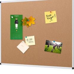 VIZ-PRO Cork Notice Board, 48 X 36 Inches, Cork Bulletin Board with Silver Aluminium Frame

