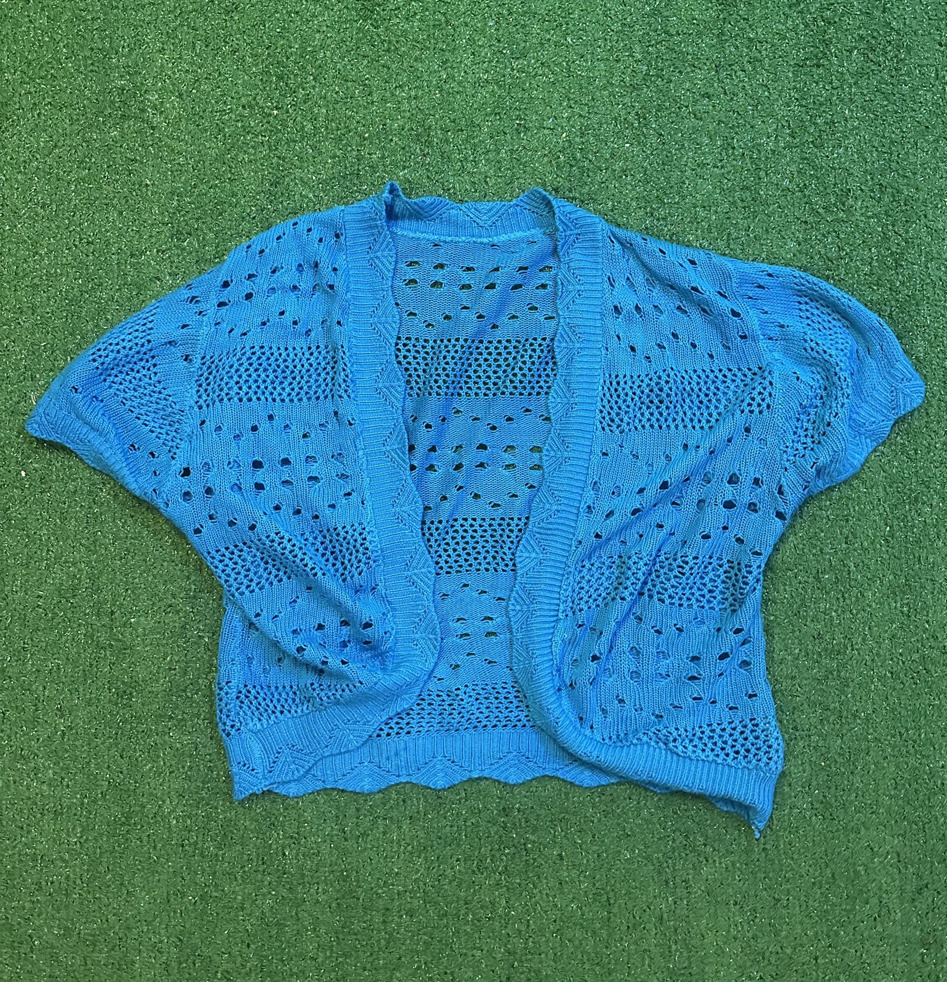 Blue crochet bolero cardigan size L