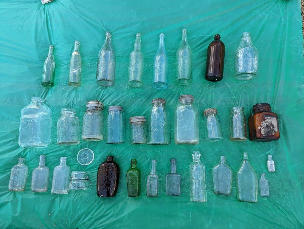 Old Vintage Glass Bottle Set! RARE! Collectible!