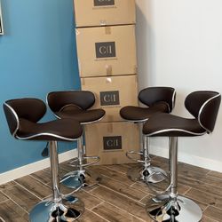 New 4 Brown Bar Stools 