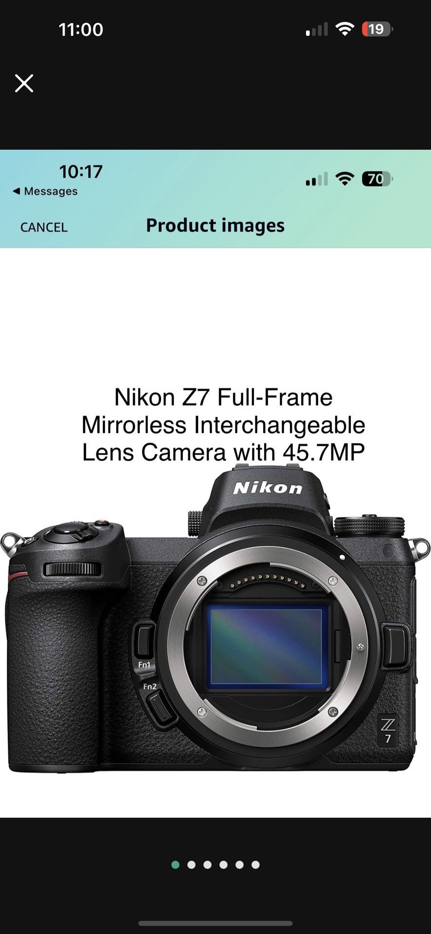 Nikon Z7 Full-Frame Mirrorless Interchangeable Lens Camera with 45.7MP Resolution, Body, Black, 1591