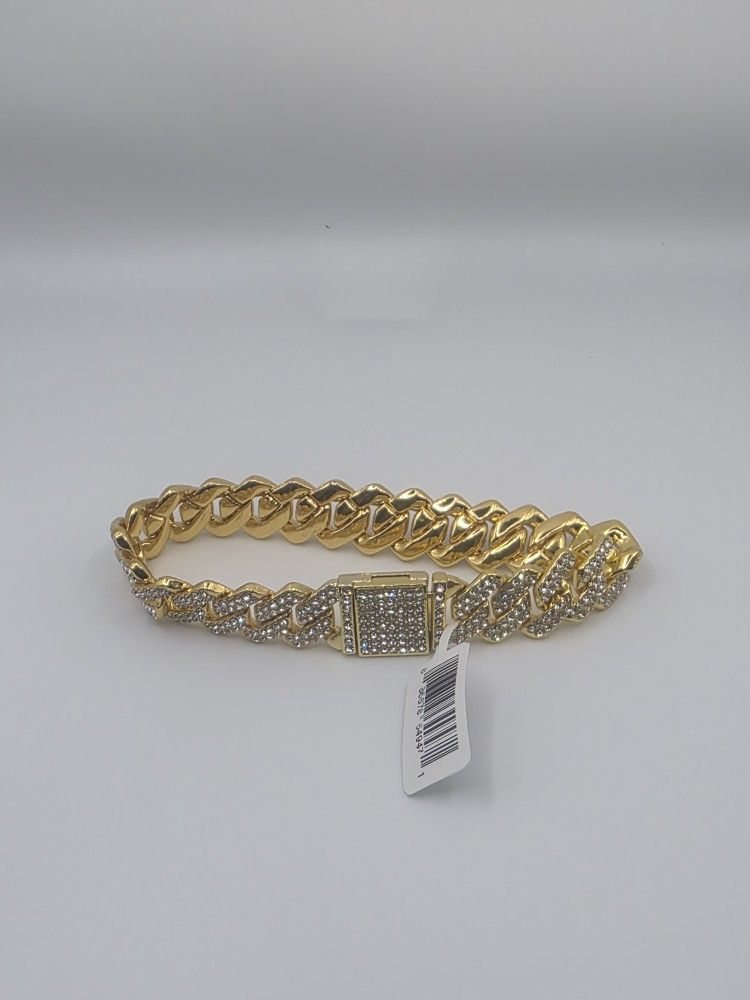 Invicta Elements Men's Ultra Iced Out Cuban Chain Bracelet, Gold