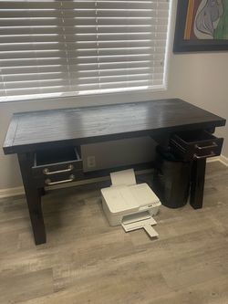 Dark Wood Writing Desk with Drawers
