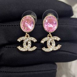 CC Full diamond pink earrings