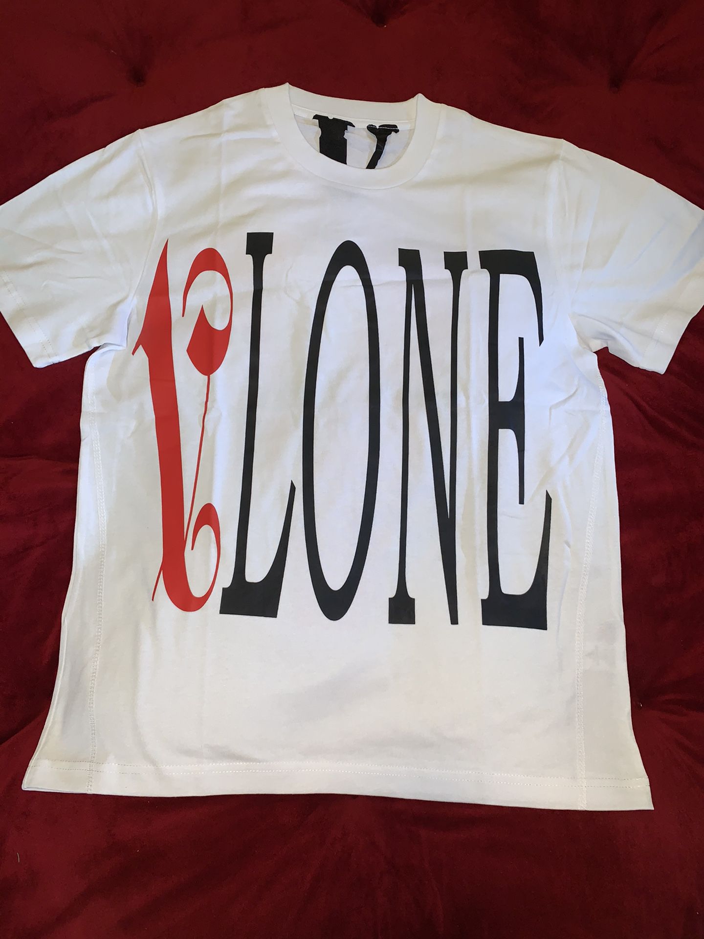 Vlone x palm angels red on white Tee Small
