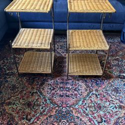 Wicker Three Tiered Nightstands