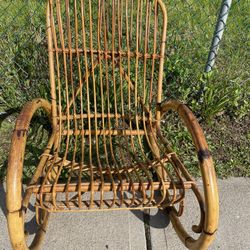 Midcentury Bamboo Rocking Chair