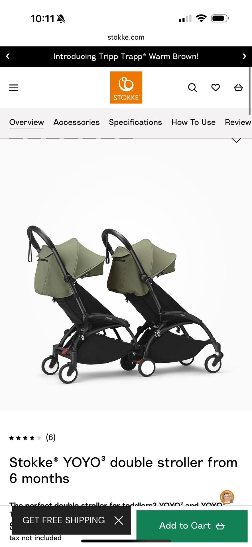 Babyzen Yoyo Connect Frame Black for Double Stroller/Travel Stroller