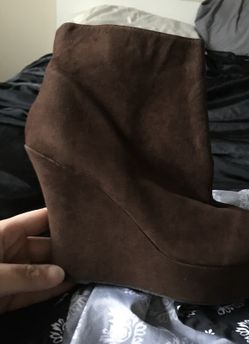 Brand new brown wedge booties