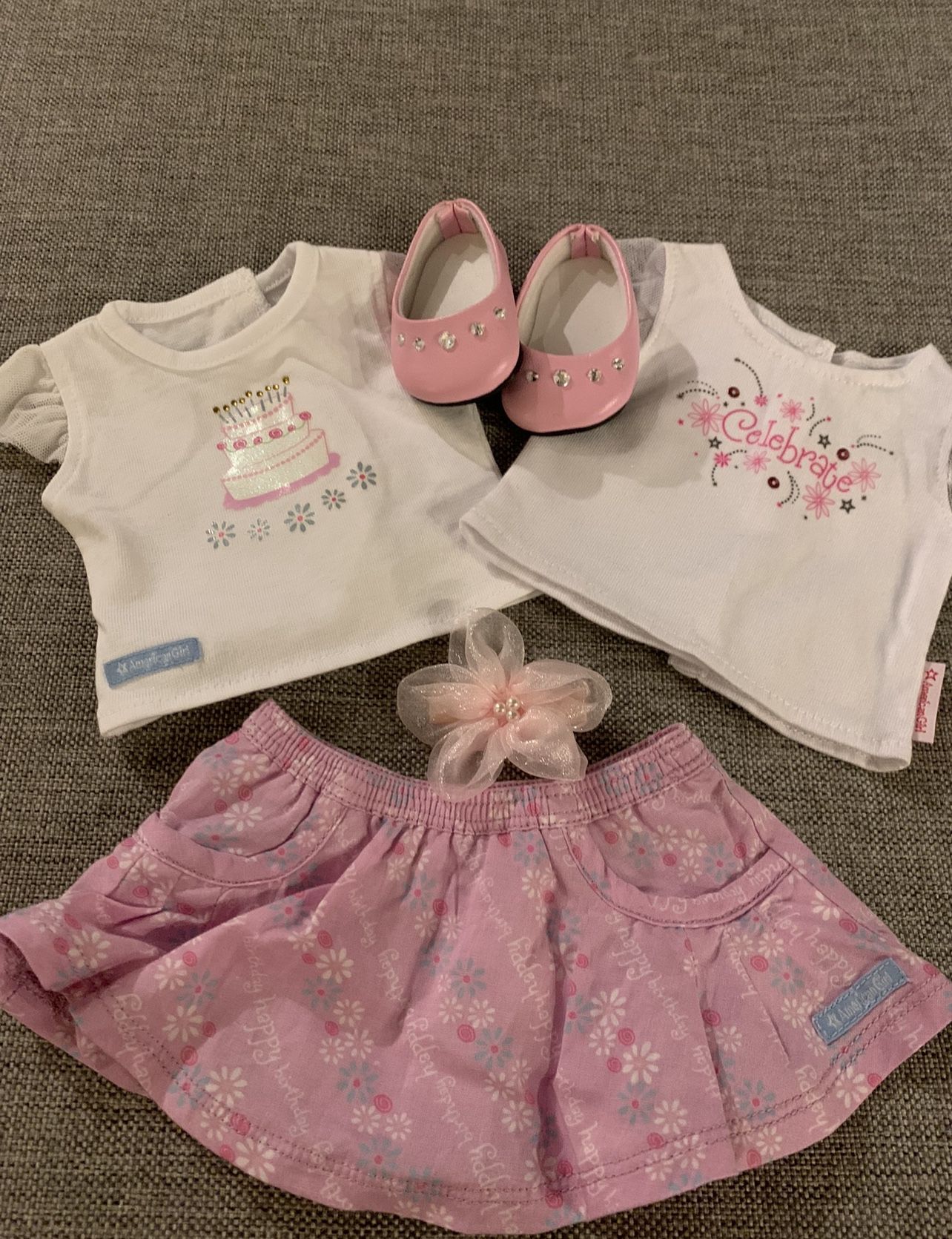 American Girl Doll Birthday Outfit With Shoes And Hair Clip 