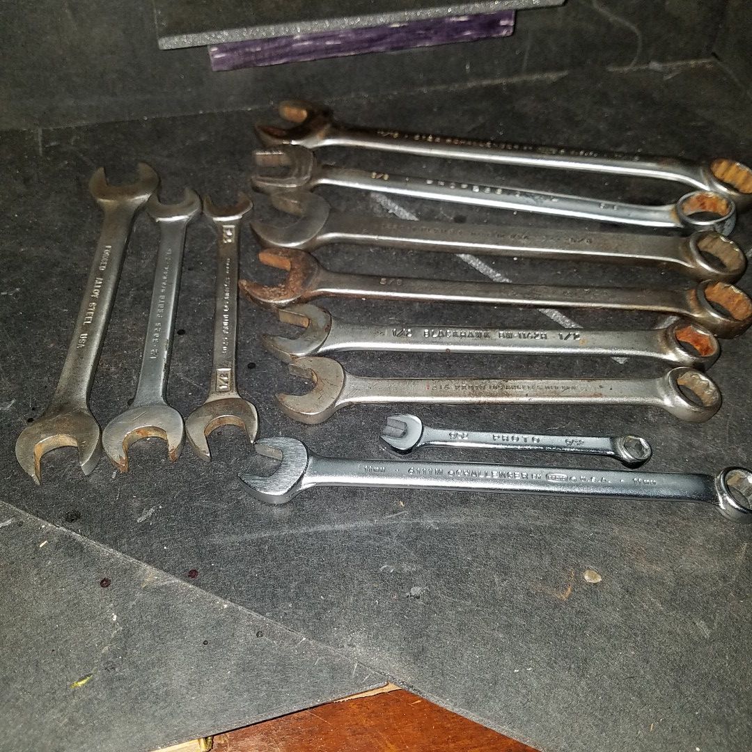 Proto and Plomb brands USA made combination wrenches and Tappet wrenches