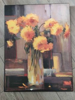 Signed Floral Still Life Oil Painting on Canvas