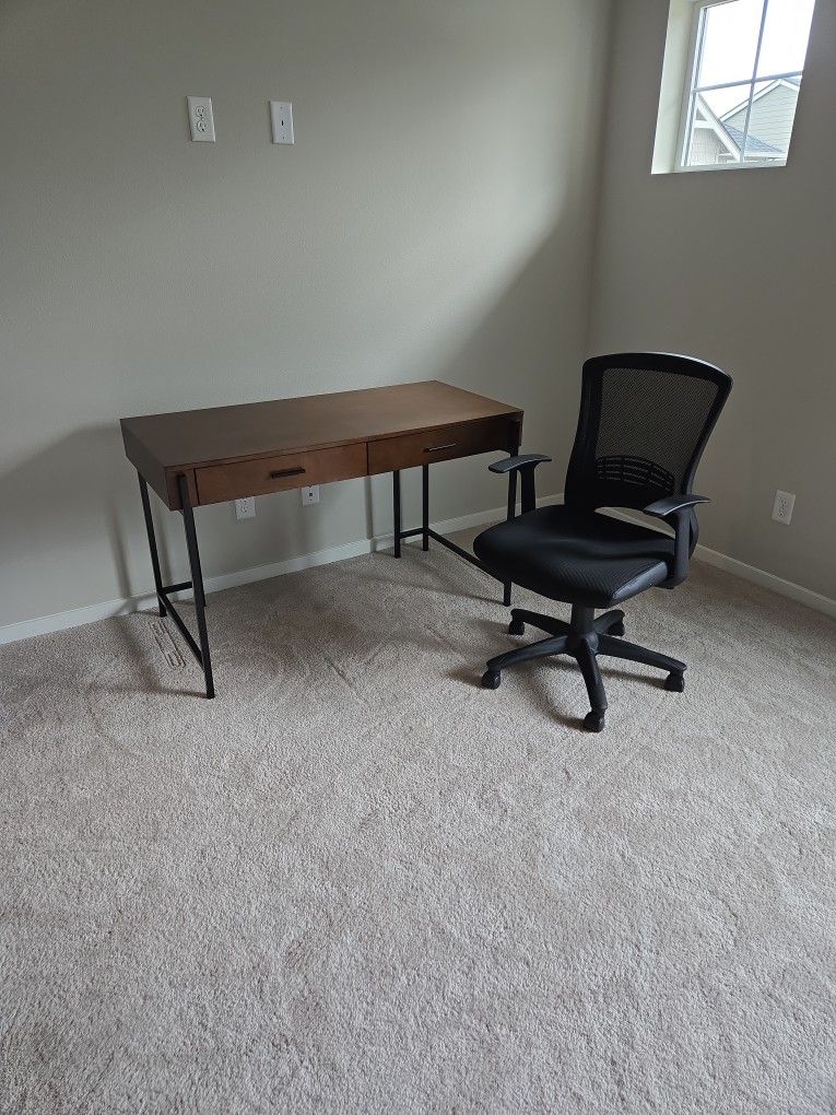 Wood and Metal Office Desk (Chair Included)