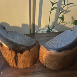 Antique Real Wood Book Ends