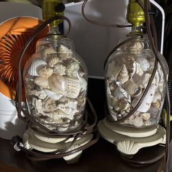 Two Seashell Vanity Lamps 