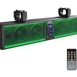 KEMIMOTO 6-Speaker Metal UTV Sound Bar, 25-inch IP65 Waterproof Golf Cart Sound Bar, ATV Speaker Bluetooth with RGB, SxS Soundbar Compatible with Pola