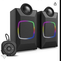 Speakers, RGB Computer PC Speakers, Desktop Speakers, 2.0 USB Powered Stereo Speaker, Bluetooth 5.0 or 3.5mm AUX-in Gaming Speakers for PC, Laptop, Mo