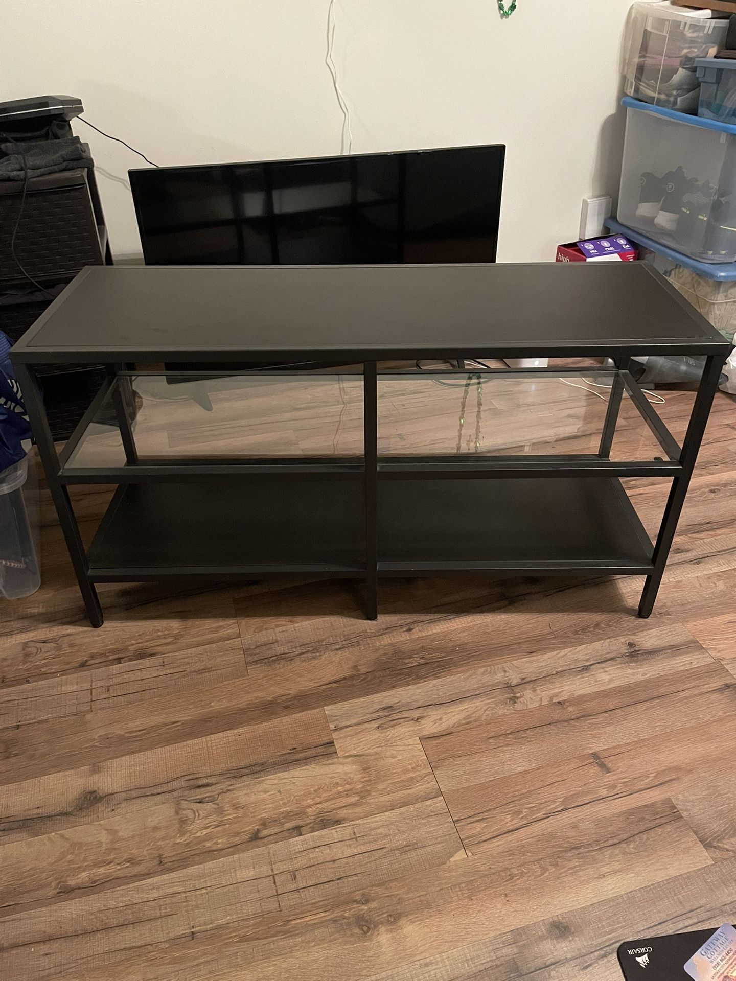 Black TV Stand With Shelves For Storage
