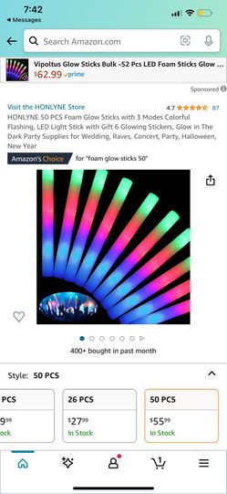 50 Pc. LED Party foam Glow Sticks