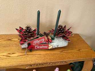 Merry Christmas Log Candle Centerpiece