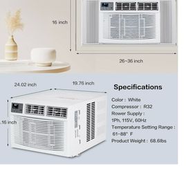 ROVSUN 8000 BTU Air Conditioner Window Unit with Heat, 4-in-1 Window AC Unit Cooler, Heater, Dehumidifier & Fan with Timer, Remote Control & Installat