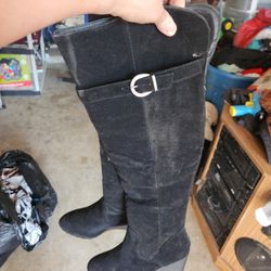  New Black Women's Suede Long Boots 
