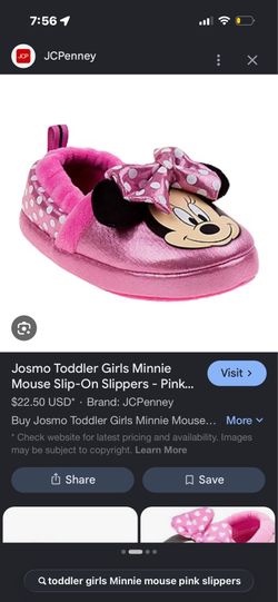 Toddler girls, Minnie, mouse, pink slippers, size 9 to 10