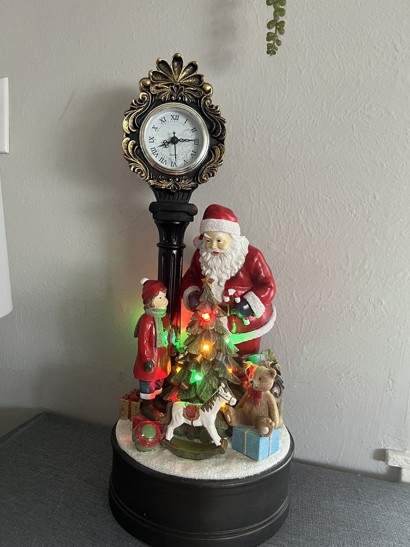 Costco Santa Holiday Clock with LED Lighted Christmas Tree In Original Box