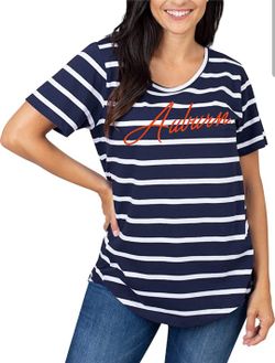 NCAA Auburn Tigers Womens Striped Tee, NAVY, 1X