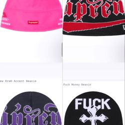 Supreme FW 24 Beanies New Era Accent, The North Face, Space Dye.