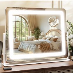 Brand new 17" x22" Vanity Mirror with Lights, LED Makeup Mirror with Lights, 10X Magnification Mirror Makeup with 360°Rotation, 3 Color Modes＆ Dimmabl
