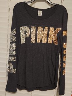 Pink VS Size Large  Long Sleeve Blouse 