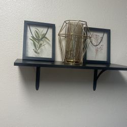 Two Plant Pressed Pictures And A Decorative Candle Holder 