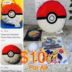 $10 For All Bundle of Pokemon items Book,Pillows Plush,Balloon etc