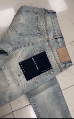 Purple jeans with rhinestones