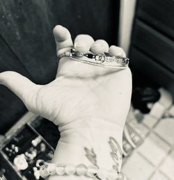 Silver CC Inspired Hinged Rhinestone Bangle Bracelet