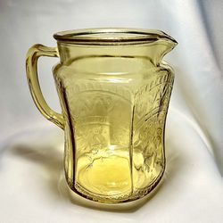 Vintage Patrician/Spoke Amber Depression Glass Pitcher 8 inch 75 oz
