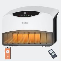 GiveBest Smart Wall Heater, 1500W Electric PTC Space Heaters for Indoor Use, Adjustable Thermostat, Remote Control, Compatible with Alexa, 24H Timer H