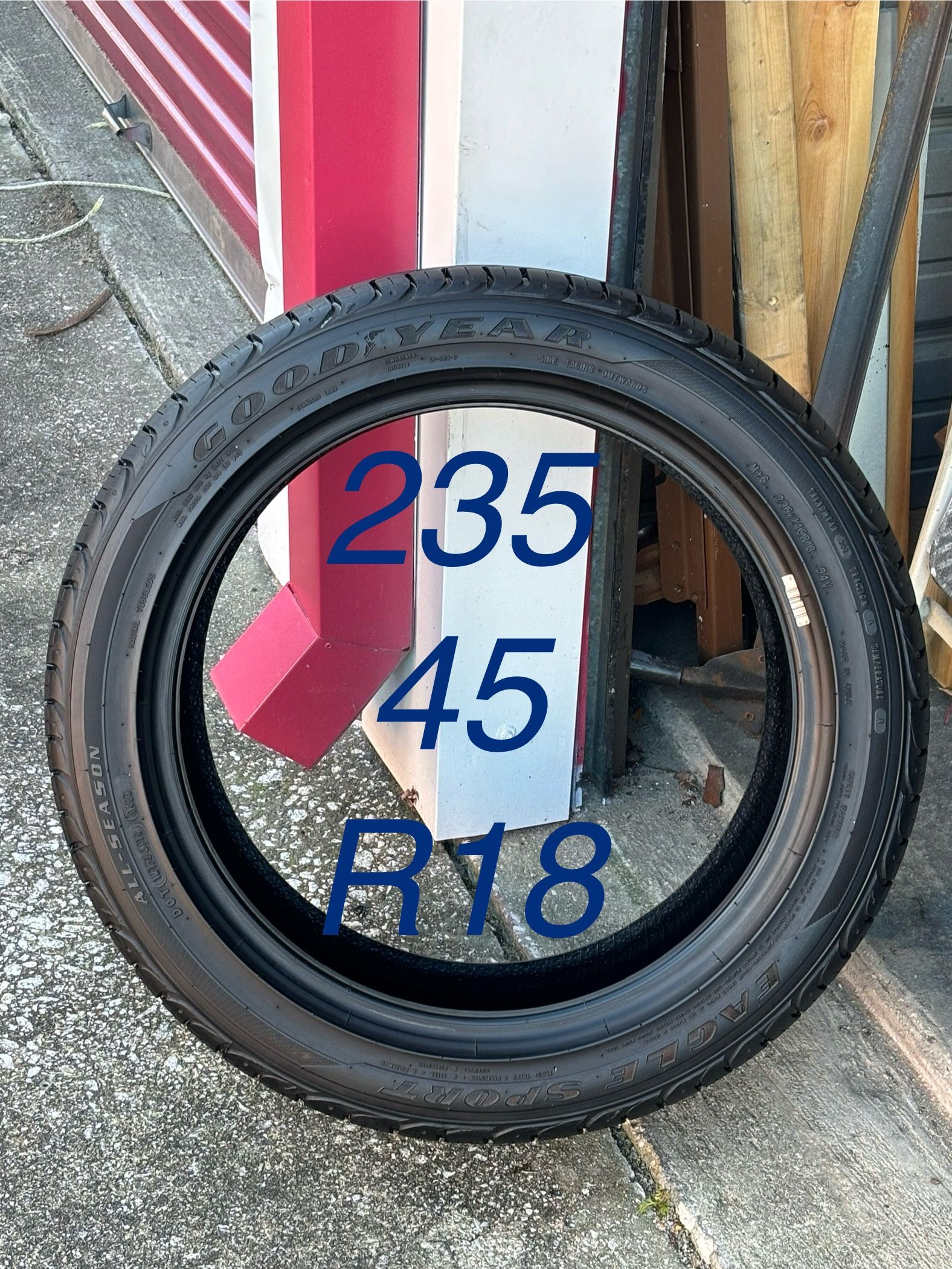1 Used Tire Goodyear Eagle Sport A/S 235/45R18. Low miles. 90%Tread.