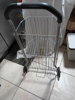 Metallic Shopping Cart with Wheels