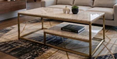 Gold and faux marble coffee table