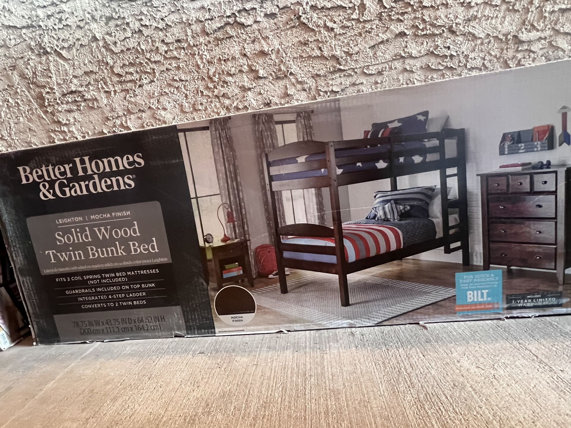 NEW- Better Homes Bunk Bed Solid Wood Twin 