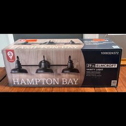 Hampton Bay Elmcroft 29 in. 3-Light Matte Black Vanity Light with Metal Shades