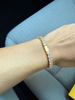 LUMINAUX  Gold /silver Tone CZ Tennis Bracelet with Clear Stones