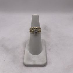 10kt Dual Tone Gold Duo Diamond Engagement Style Ring Set